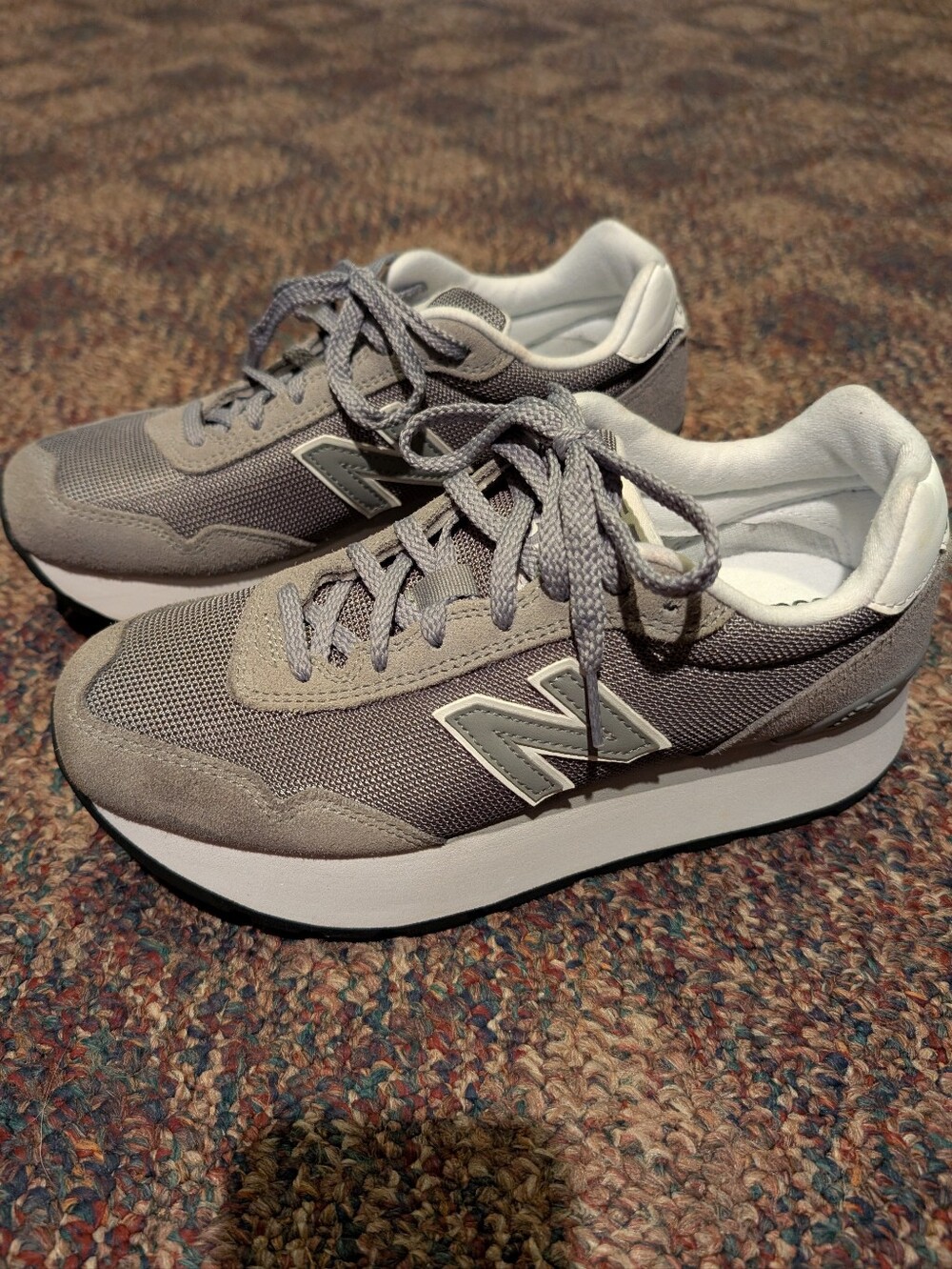 New Balance 515h Gray and White Platform Lace-Up Sneaker